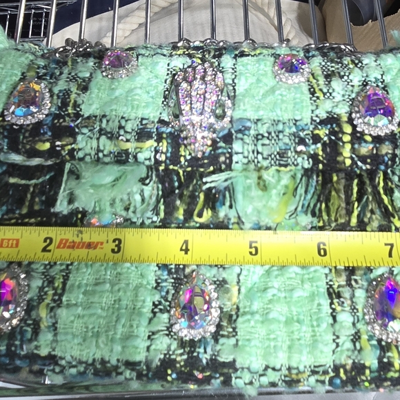 Kurt Kreiger tweed plaid rhinestone purse - Picture 5 of 7